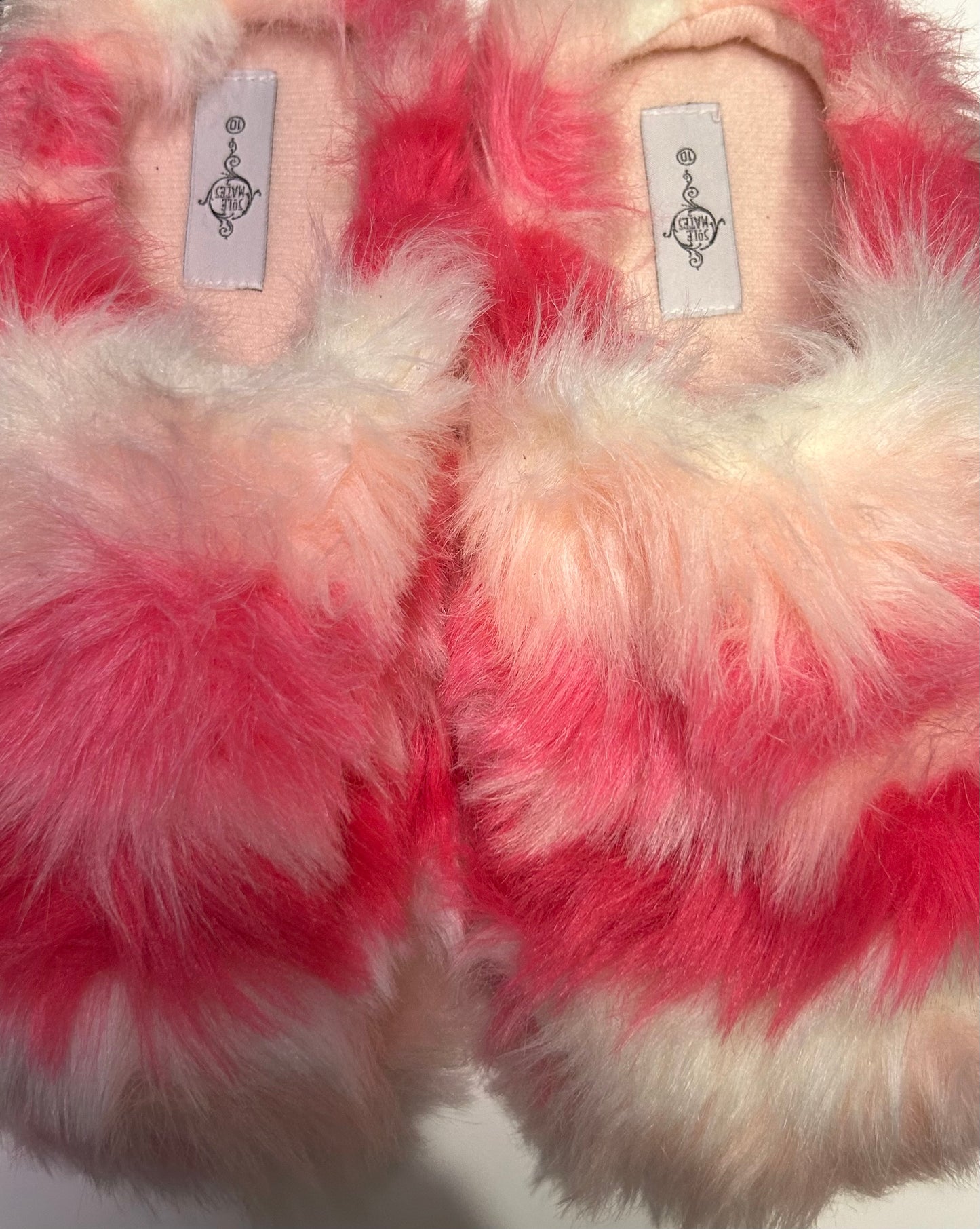 Pink/White Fuzzy Slippers